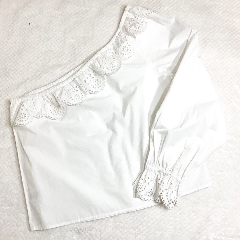 JOIE Arianthe ONE SHOULDER EYELET TOP. - Picture 3 of 7
